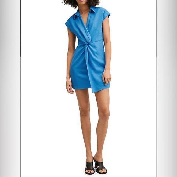 Twisted-Front Cap-Sleeve Mini Shirtdress - Picture 3 of 3